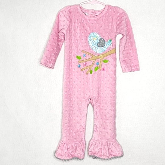 Mud Pie One Pieces Mud Pie One Piece Minky Jumper Romper Pink Blue